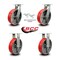 Service Caster 10'' Heavy Duty Red Poly on Cast Iron Caster Set 2 Swivel Locks 2 Rigid, 4PK CRAN-SCC-KP92S1030-PUR-RS-BSL-2-R-2 - alternate 6